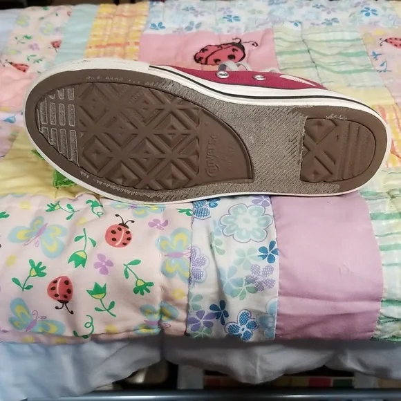 Converse Kids High-Top Sneakers in Burgundy and White. All Stars Size 2 Youth - Picture 7 of 9